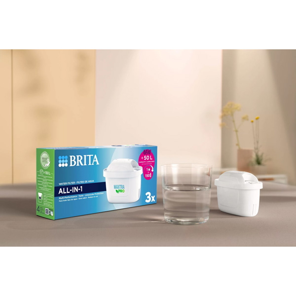 BRITA MAXTRA PRO All-in-1 Water Filter Cartridge 4 Pack (NEW) - Original  BRITA refill reducing impurities, chlorine, pesticides and limescale for  tap water with better taste : Home & Kitchen 