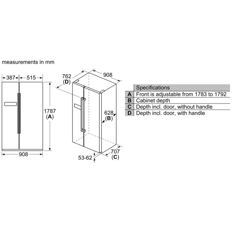 double fridge freezer size